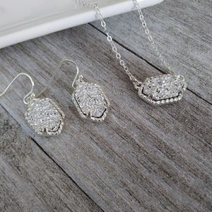 "Silver Ice" Druzy Set - Necklace and Earrings